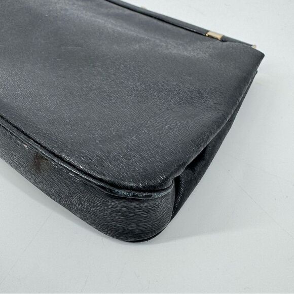 Vintage 50s-60s Rosenfeld Black‎ Leather Evening Clasp Bag - Picture 8 of 9